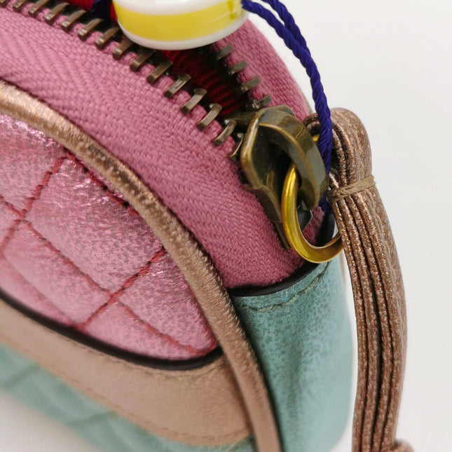 Sold Gucci Pink Teal Mini Metallic Laminated Trapuntata Leather Horsebit Clutch Pouch