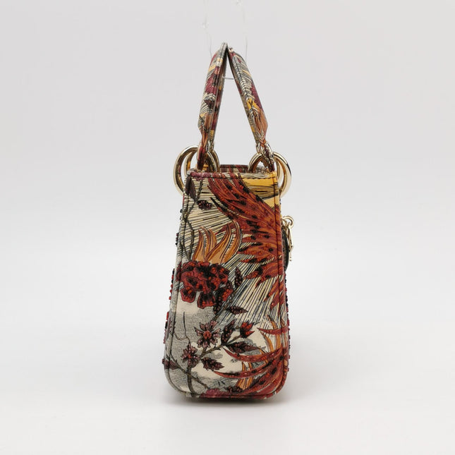 Lady Dior Mini Embroidered Phoenix Cloth Multicolor Handbag