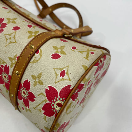 Louis Vuitton x Takashi Murakami Papillon 28 Cherry Blossom White Monogram Handbag