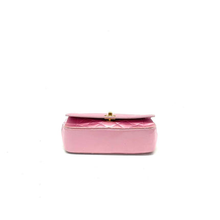 Chanel Diana Flap Bag 1990 Mini Pink Silk Satin Bijou Chain