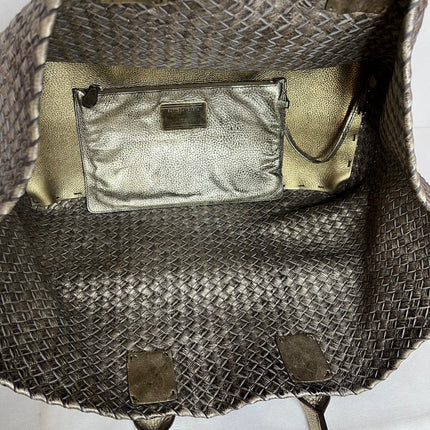 Bottega Veneta Cabat Large Intreccio Deerskin Leather Tote Bag Gold