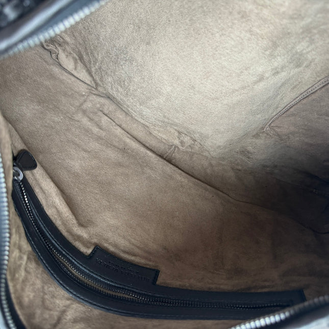 Sold Bottega Veneta Veneta Hobo Medium Leather and Velvet Black 47cm
