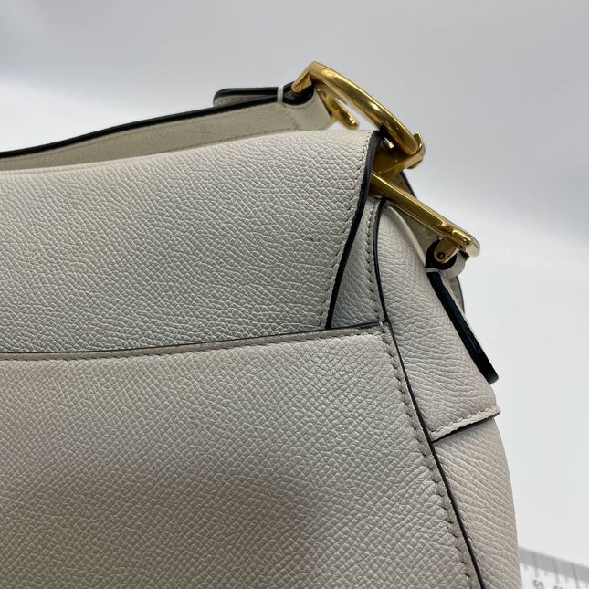 Sold Dior Saddle White Medium Grained Leather Handbag