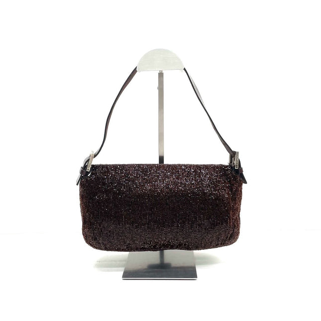 Sold Fendi Baguette Vintage Dark Chocolate Brown Glitter Beads