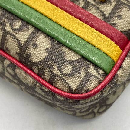 Dior No. 2 Rasta Trotter Camera Bag Beige Monogram Red Yellow Green Web Strap