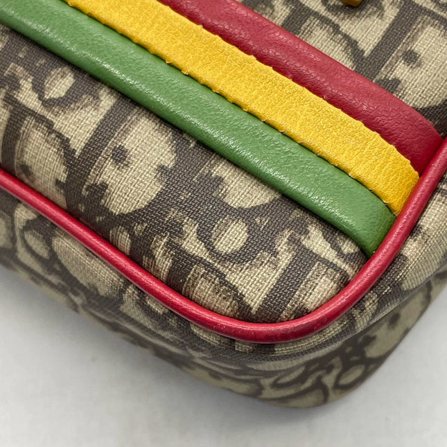 Dior No. 2 Rasta Trotter Camera Bag Beige Monogram Red Yellow Green Web Strap