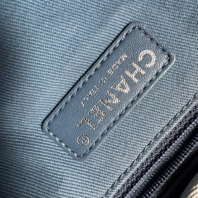 Chanel Deauville Tote Medium Light Blue Grey Denim Top Handle 2013-2014