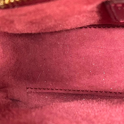 Lady Dior Mini 2020 Red Burgundy Patent Leather Gold Hardware Suede Interior Chain Strap