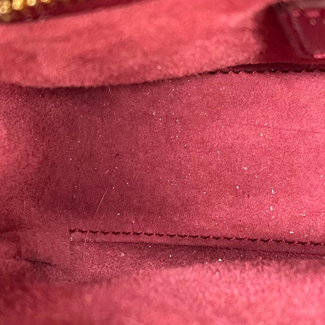 Lady Dior Mini 2020 Red Burgundy Patent Leather Gold Hardware Suede Interior Chain Strap