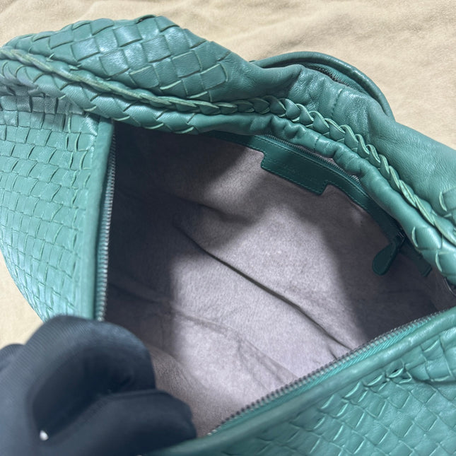 Bottega Veneta Veneta Hobo Medium Dark Green 45cm Lambskin Leather