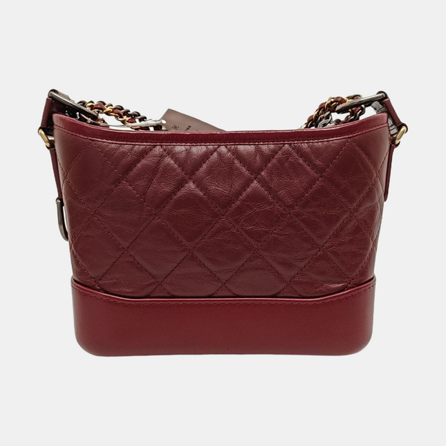 Chanel Gabrielle Hobo Burgundy Leather Small Crossbody Bag