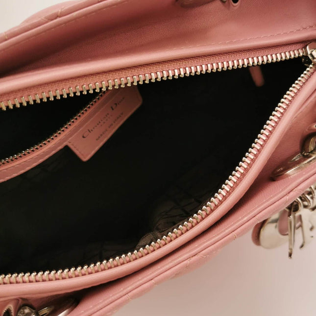 Sold Lady Dior 2012 Medium Pink Cannage Leather Handbag