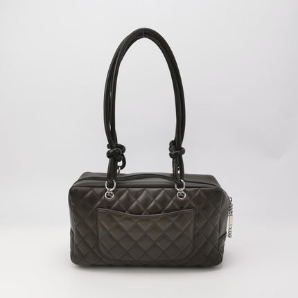 Chanel Cambon Medium Shoulder Bag Chocolate Brown Calfskin Leather Double Strap