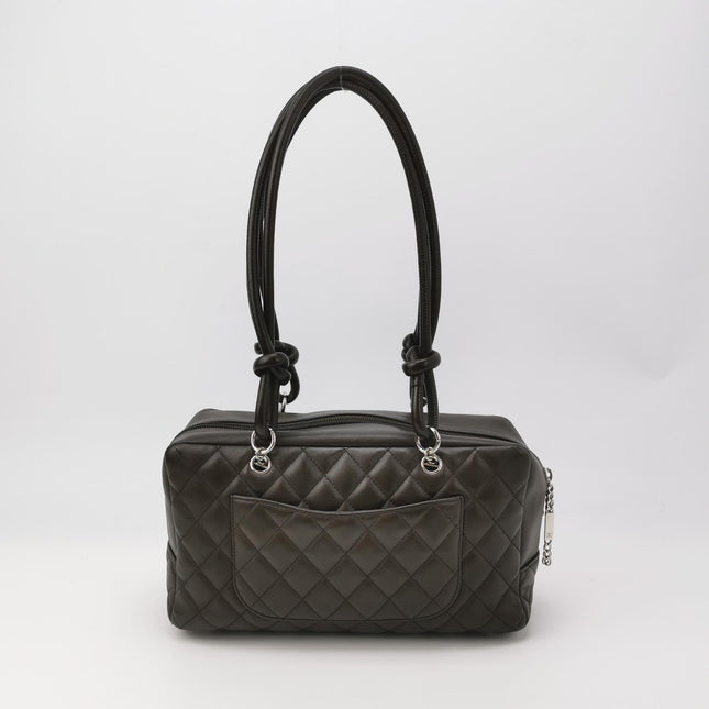 Chanel Cambon Medium Shoulder Bag Chocolate Brown Calfskin Leather Double Strap