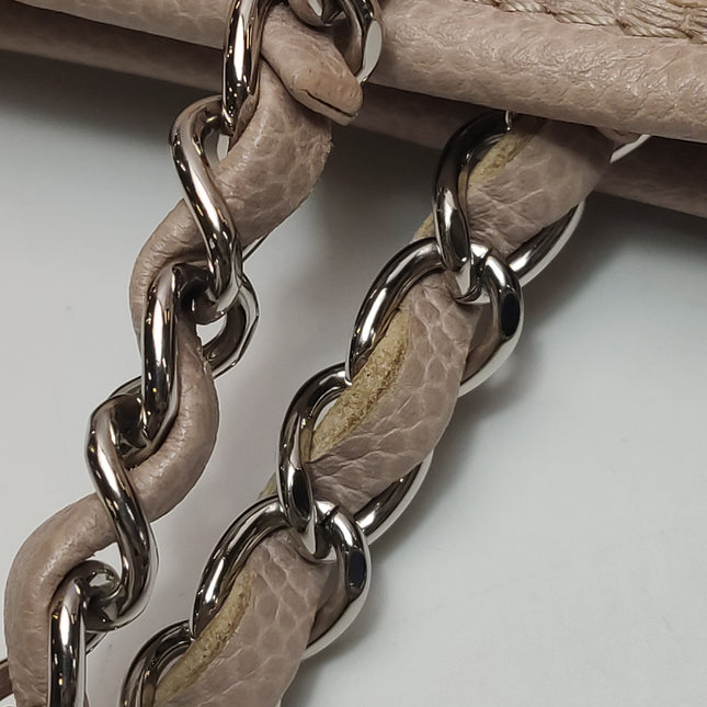 Chanel Deauville Tote Medium Pink Leather Leather Chain Straps