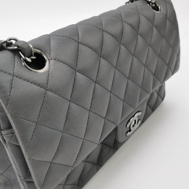 Sold Chanel Classic Flap 2005 Grey Lambskin Leather with Silver Hardware