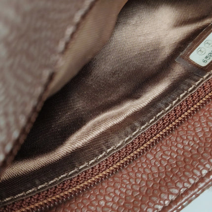 Chanel Vintage Medium Iridescent Brown Caviar Leather Shoulder Bag Gold Hardware