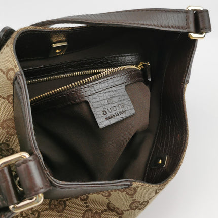 Gucci Large Vintage Brown Monogram and Leather Side Horsebit Shoulder Bag