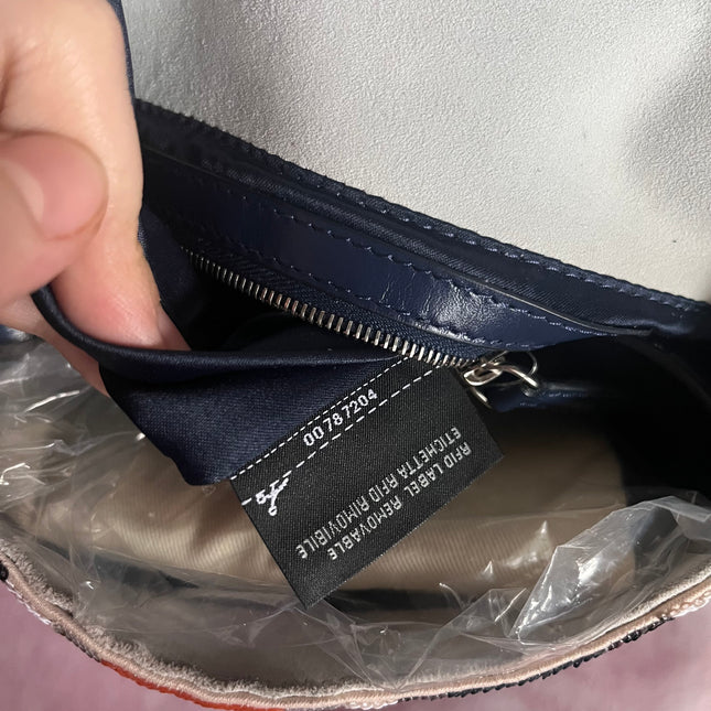 Sold FENDI Baguette Zebra-Stripe Sequin Blue Orange White