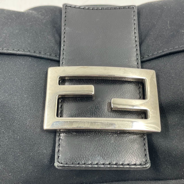 FENDI Baguette Vintage Black Cloth Silver Hardware