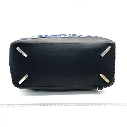 Loewe Puzzle Large Navy Leather and Denim Bird Print