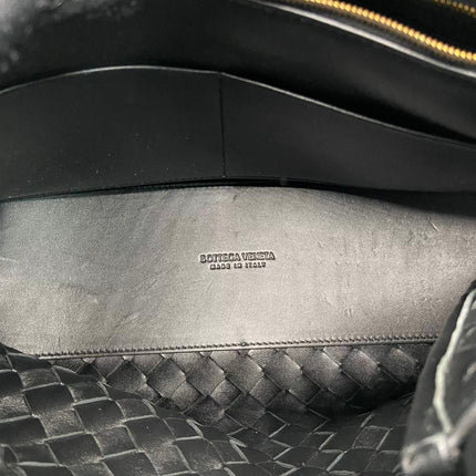 Bottega Veneta Andiamo Medium Black Intrecciato Leather Handbag