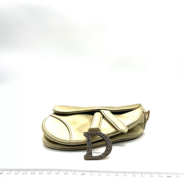 Dior Saddle Mini Silk Handbag Light Gold with Crystals
