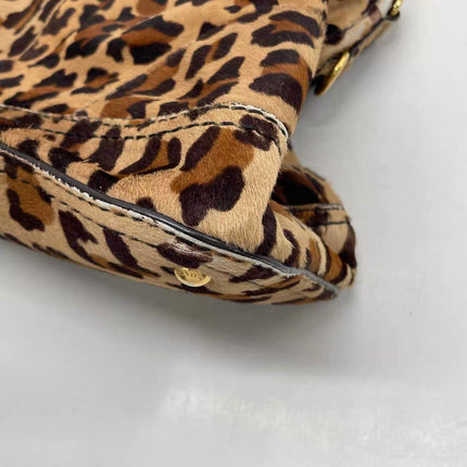 Prada Cheetah Print Large Brown Pony-style Calfskin Tote with Strap