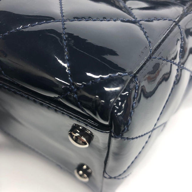 Chanel Coco Shine Small Tote Black Quilted Patent Leather Silver Hardware 2014-15