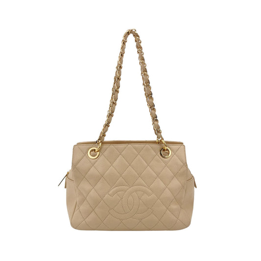 Chanel Petite Shopping Tote PST 2011 Beige Caviar Leather Chain Shopping Bag-Luxbags