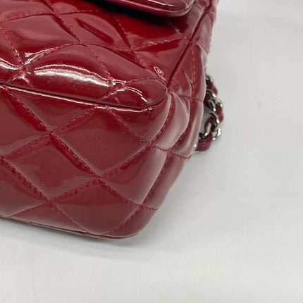 Chanel Classic Flap Medium 2011 Red Patent Leather Silver Hardware
