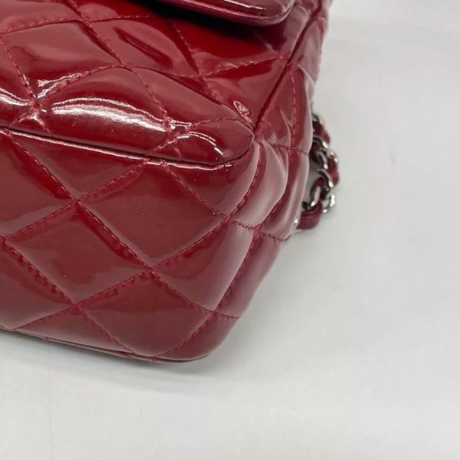 Chanel Classic Flap Medium 2011 Red Patent Leather Silver Hardware