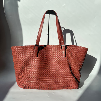 Bottega Veneta Cesta Tote Nappa Intrecciato Leather Brick Red 37cm