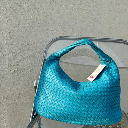 Bottega Veneta Veneta Hobo Medium Light Blue Intrecciato Leather Bag 40cm