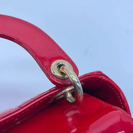 Lady Dior Patent Leather Red Mini handbag with gold hardware