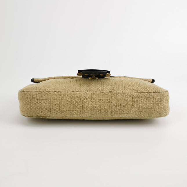 Fendi Baguette 1997 Beige Canvas Zucca Embossed with Zucca Interior