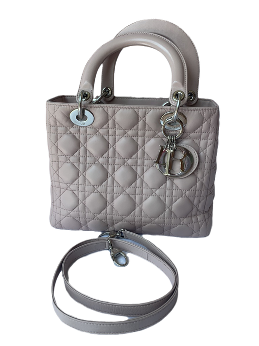 Sold Lady Dior Pink Cannage Leather Medium 96-MA-0132-Luxbags