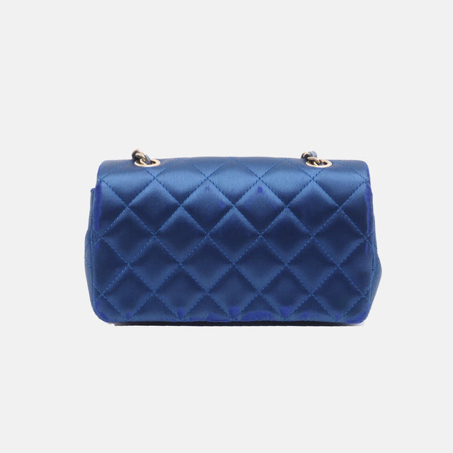 Sold Chanel Classic Flap 2013-2014 Blue Silk Satin Mini Crossbody Bag