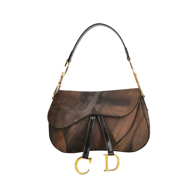 Dior Vintage Double Saddle Printed Nylon Shoulder Bag-Luxbags