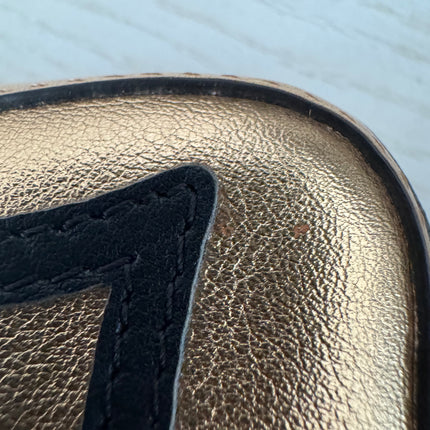 Fendi Nano Baguette Charm Gold Shiny Leather with Black Paints