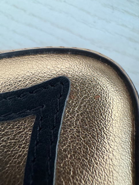 Fendi Nano Baguette Charm Gold Shiny Leather with Black Paints