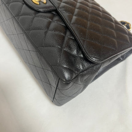 Chanel Classic Flap Maxi Black Caviar Leather Single Flap with Gold Hardware