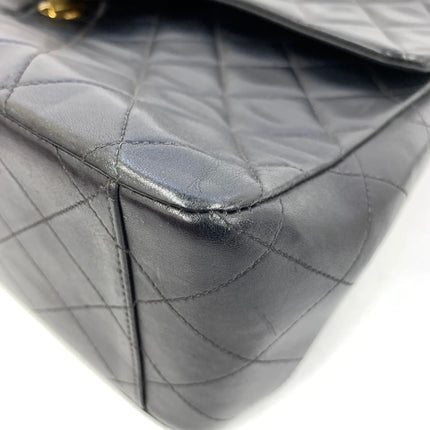 Chanel 1996 Vintage Classic Maxi Flap Black Lambskin Leather Giant CC 24 Gold Hardware