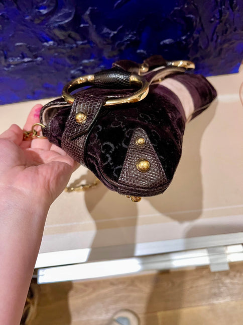 Sold Gucci Horsebit 1955 Large Velvet Purple Shoulder Bag