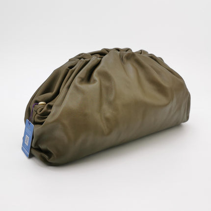 Bottega Veneta Pouch Calfskin Leather Dark Green Large