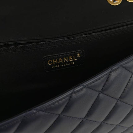 Sold Chanel Elegant CC Flap Bag Navy Black Quilted Medium