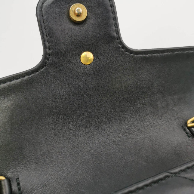 Sold Gucci Marmont Super Mini Flap Leather Bag Black Leather