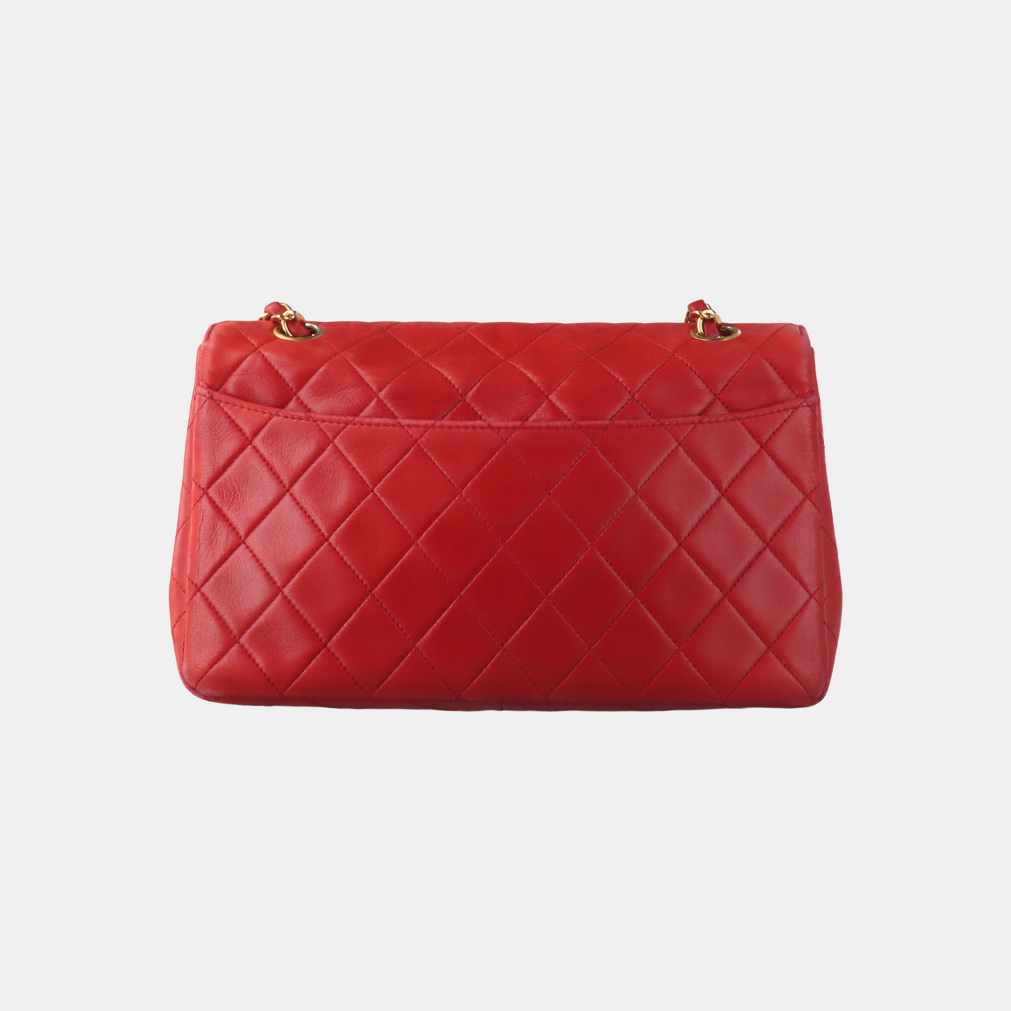 Chanel Classic Flap Vintage 1989 Red Lambskin Leather with 24k Gold Hardware