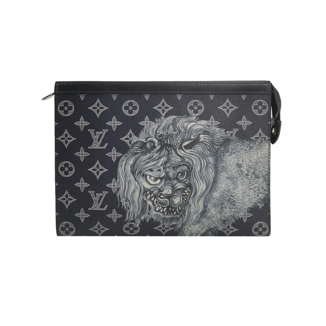 Louis Vuitton x Chapman Brothers Pochette Voyage Medium Lion Navy-Luxbags