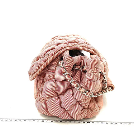 Chanel Nylon Bubble Striped Quilt Accordion Flap Bag Pink